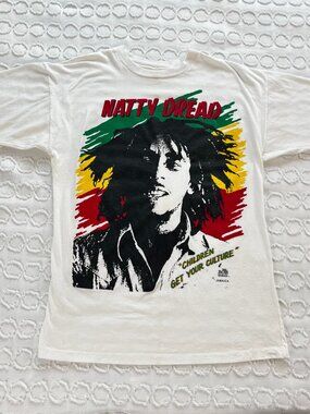 Vintage Bob Marley Shirt XL "Natty Dread" "Tuff Going" Single Stitch Jamaica
